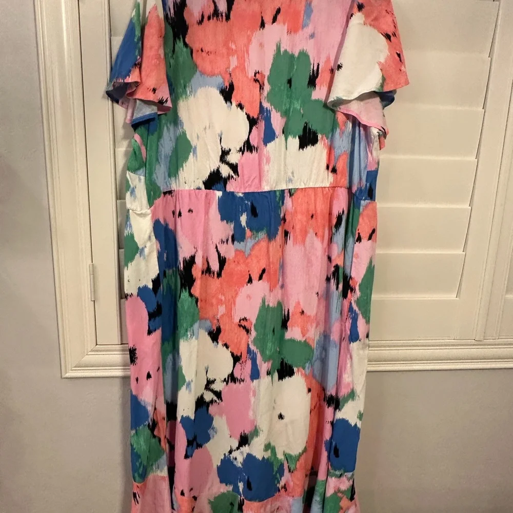 Ava & Viv Pink and Blue Abstract Print Top - Picture 3 of 7